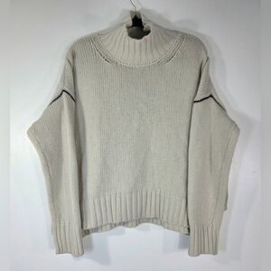 WOOLRICH VIRGIN WOOL CONTRAST STITCH TURTLENECK SWEATER.
